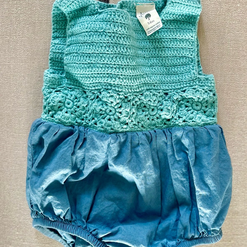Kate Quinn Teal and Blue Crochet Bodysuit